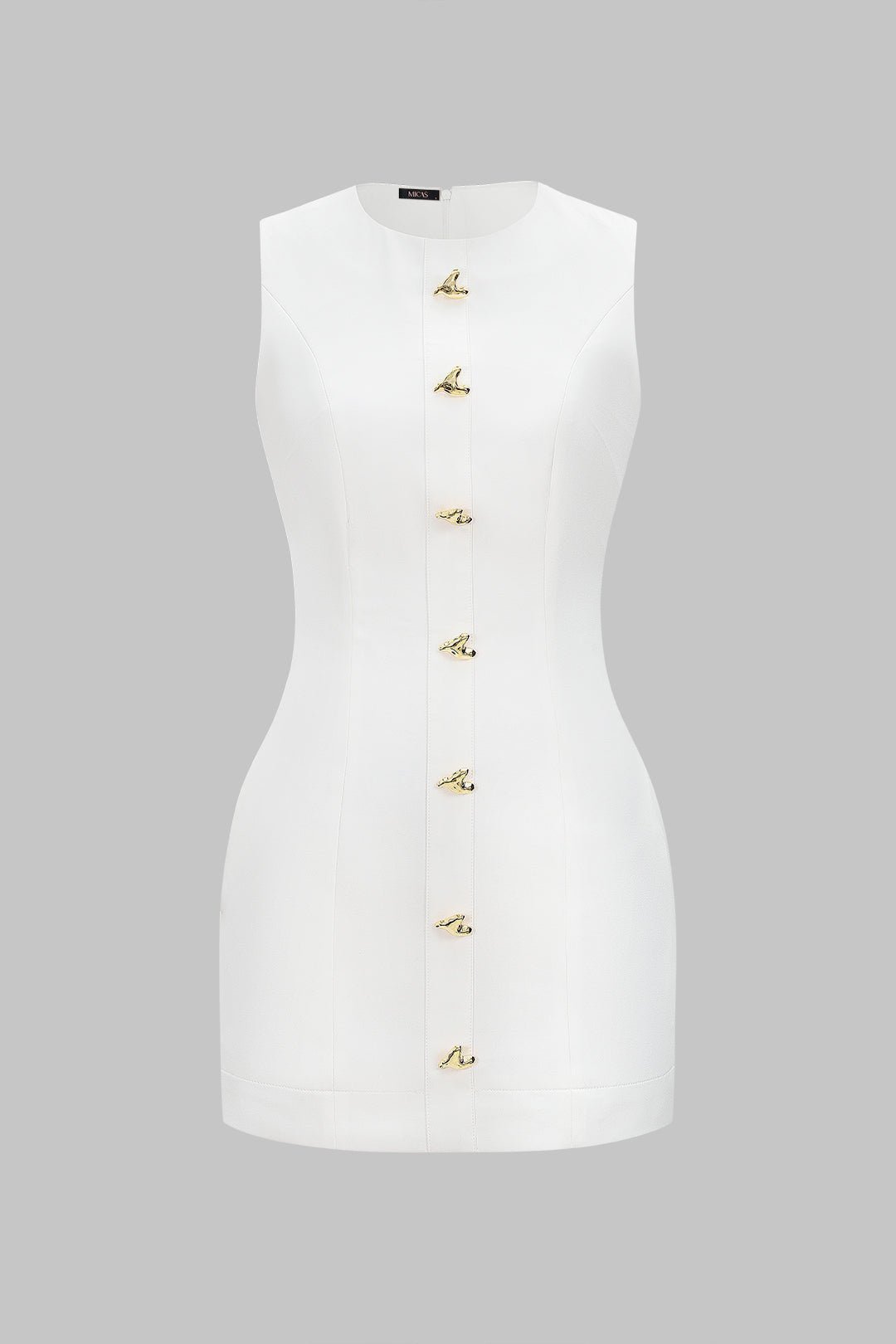 Ronda | Mini Dress Soft Fabric, Metallic Heart Button, Sleeveless, Summer Party Dress for Women