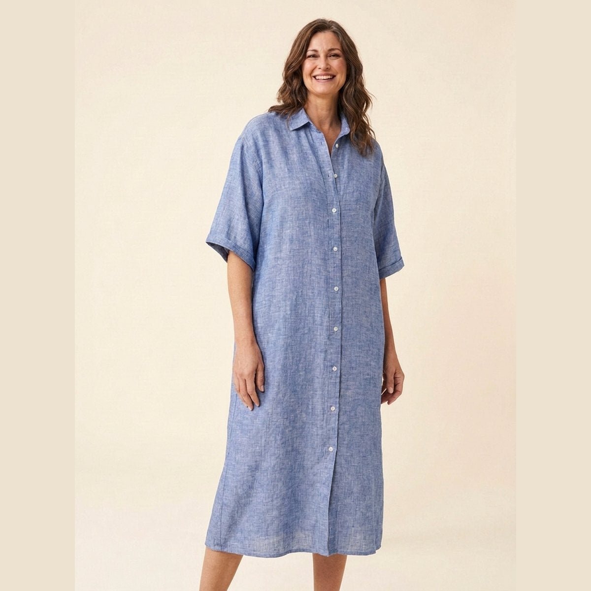 Rosa | Womens Dress Classic Linen, Relaxed Fit Midi Dress