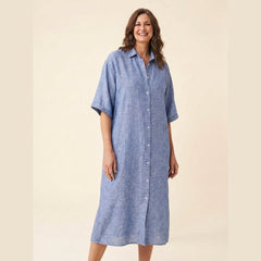 Rosa | Womens Dress Classic Linen, Relaxed Fit Midi Dress
