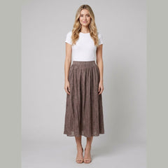 Rosa Midi Skirt | Pleated A-Line, Ramie-Lyocell Blend