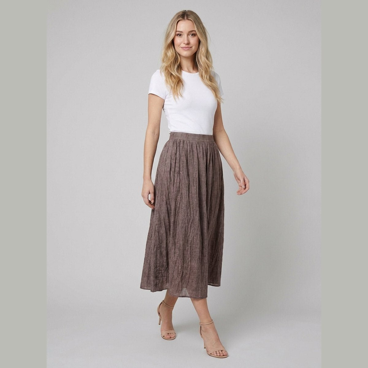 Rosa Midi Skirt | Pleated A-Line, Ramie-Lyocell Blend