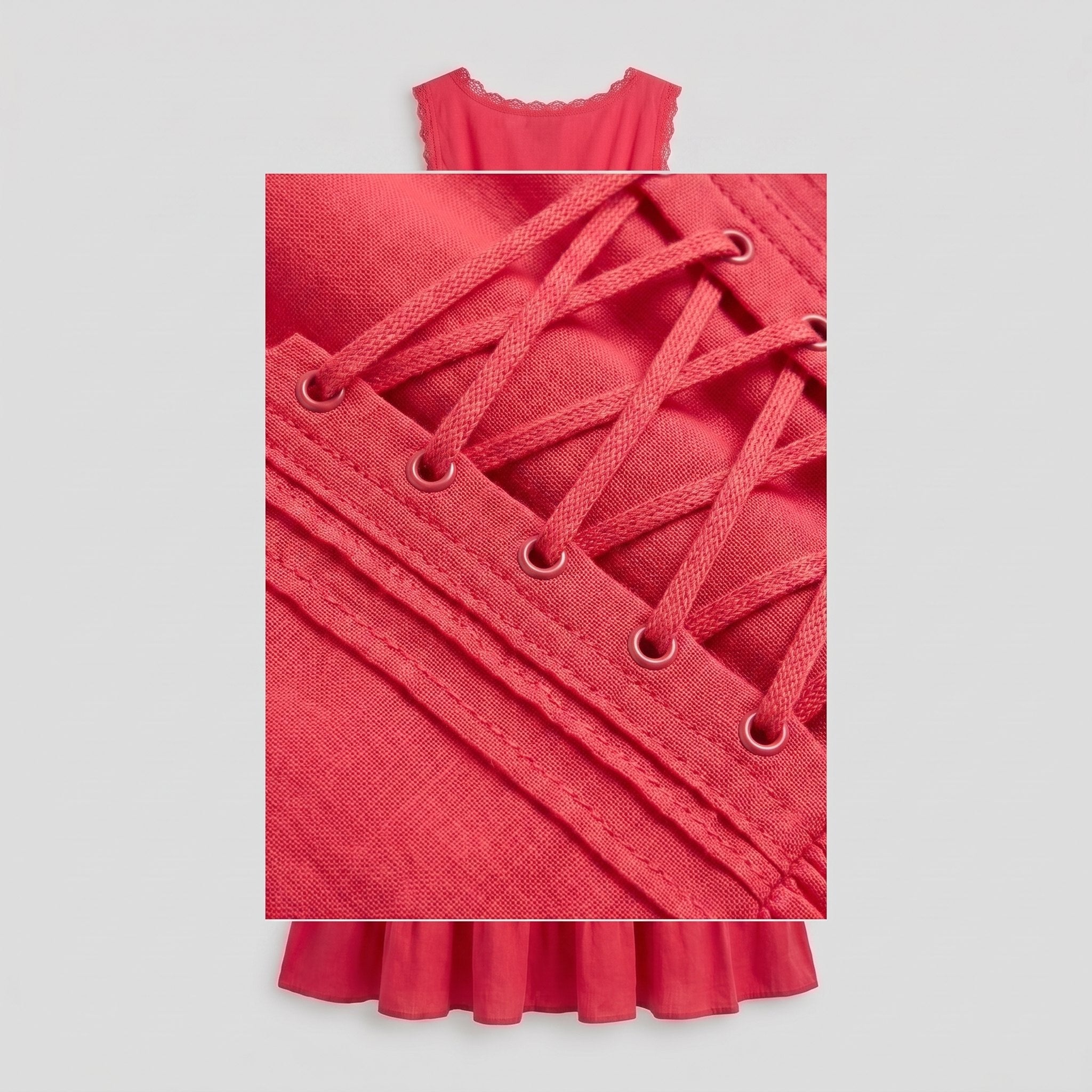 Roselle Midi Dress | Sleeveless Corset-Effect, Embroidered Neckline for Weddings and Cocktail Parties