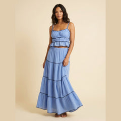 Romy | Summer Set Boho Crop Top & Maxi Skirt, Adjustable Fit