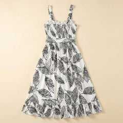 Sable | Boho Midi Dress Backless Leafy Print, Polyester Summer Dress