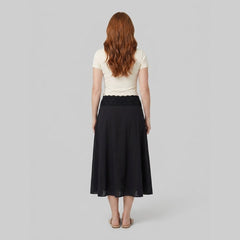 Sable Midi Skirt | Lightweight Cotton Poplin, Crochet Waistband