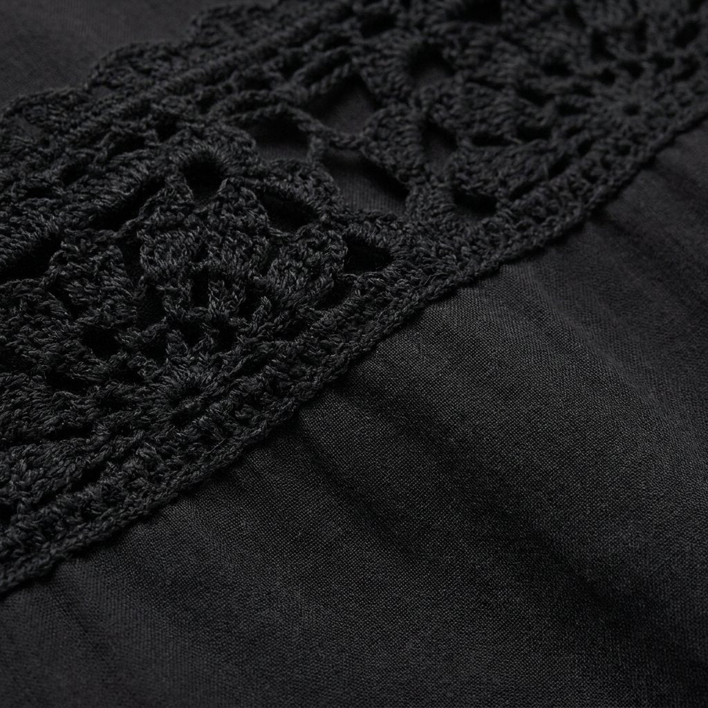 Sable Midi Skirt | Lightweight Cotton Poplin, Crochet Waistband