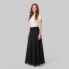 Sable Midi Skirt | Lightweight Cotton Poplin, Crochet Waistband