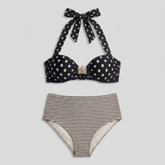 Sandy | Starfish Bikini Set Retro Polka Dot, High Stretch, Wireless Bra