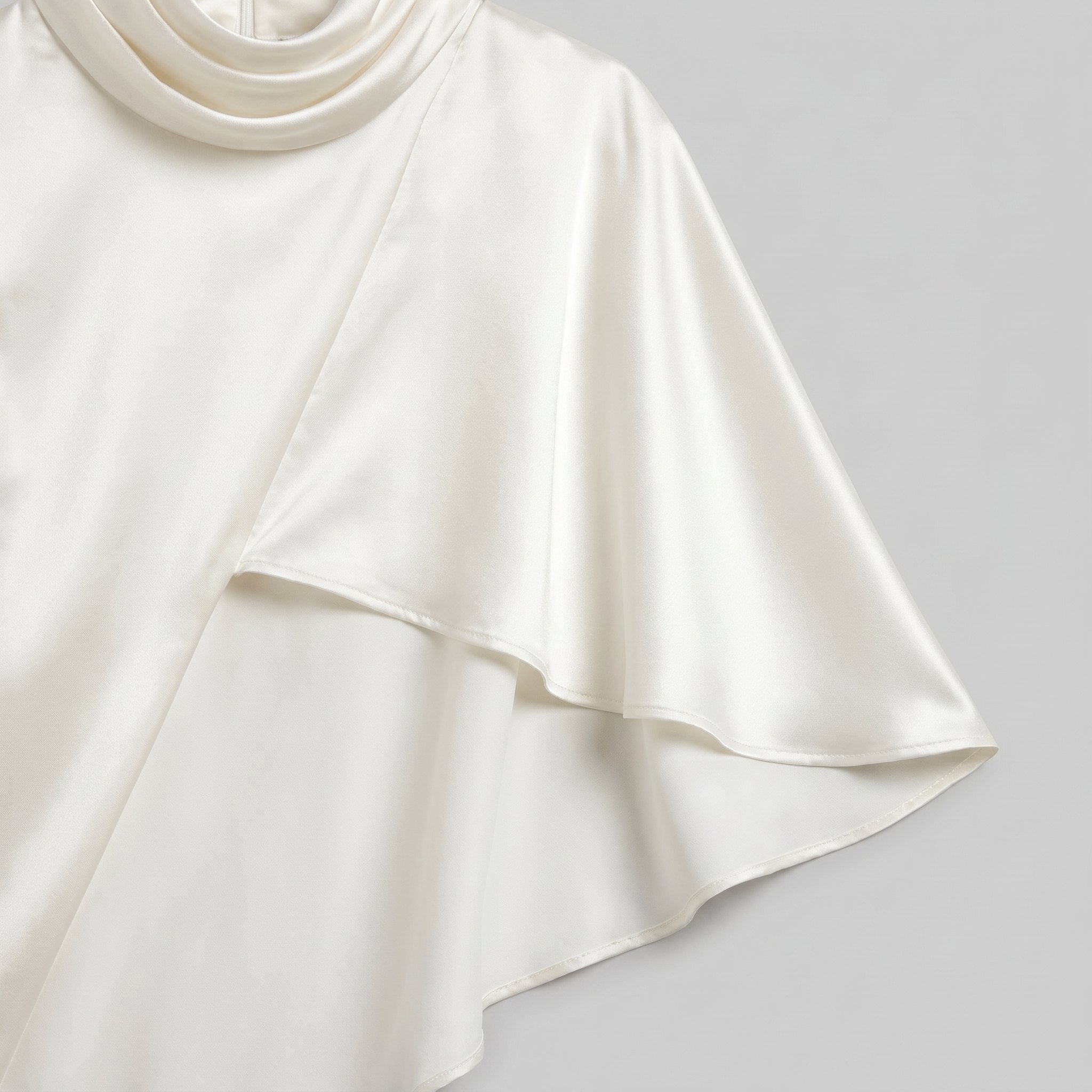 Sari | Asymmetrical Mini Dress Satin, Ruched Design, Zipper Closure