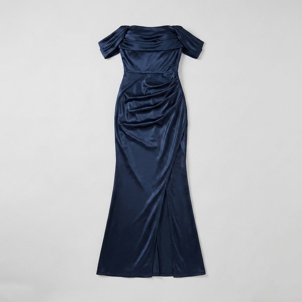 Sasha | Maxi Dress Off Shoulder, Ruched Design, Shimmer Knit