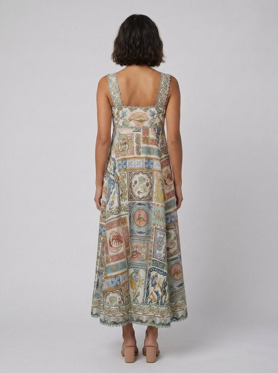 Sela | Womens Dress | Linen Blend, Unique Print Summer Maxi