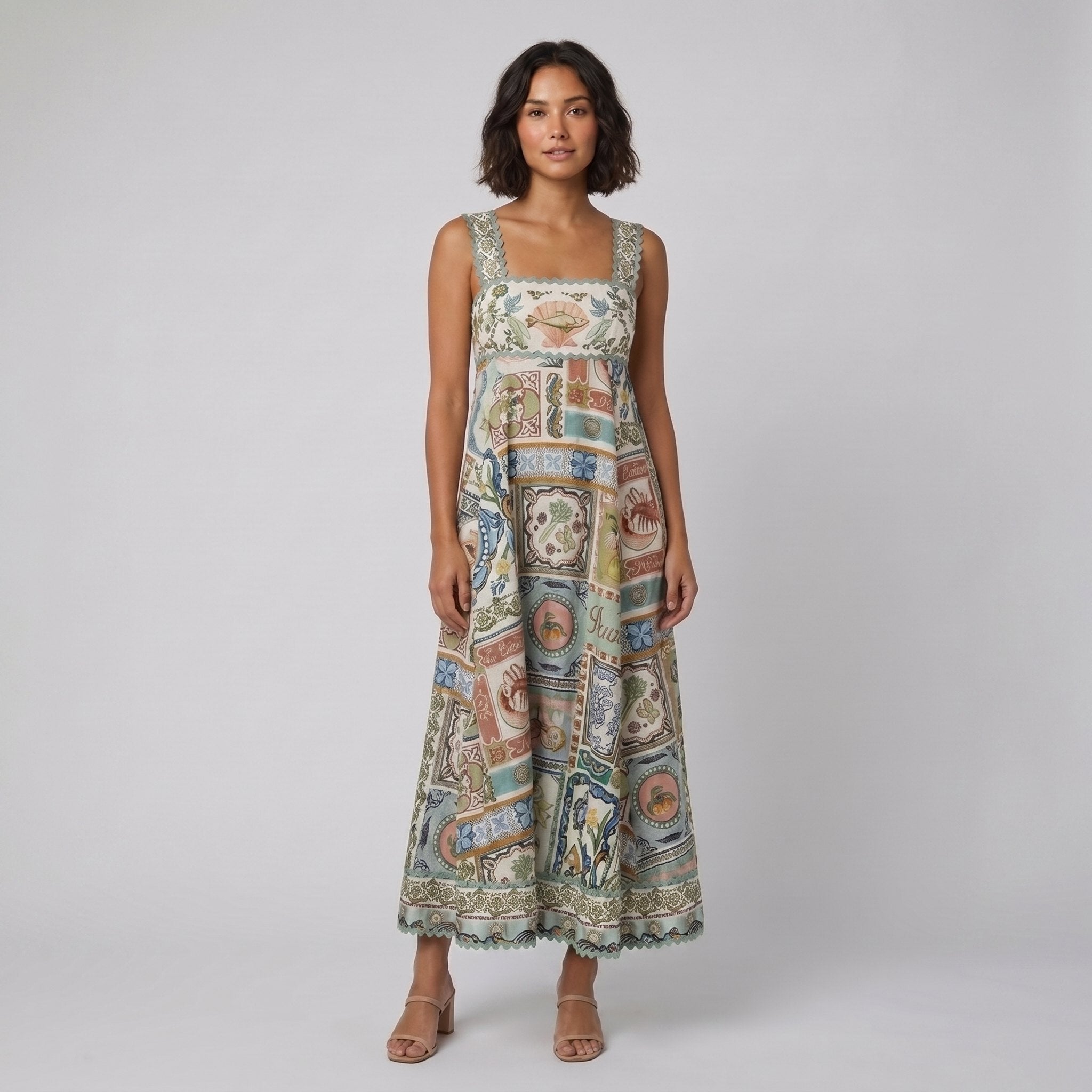 Sela | Womens Dress | Linen Blend, Unique Print Summer Maxi