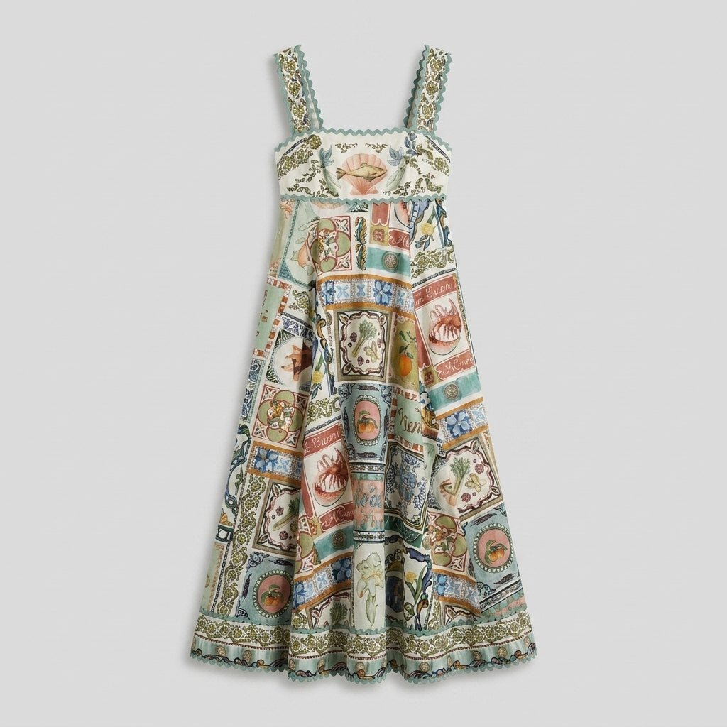 Sela | Womens Dress | Linen Blend, Unique Print Summer Maxi