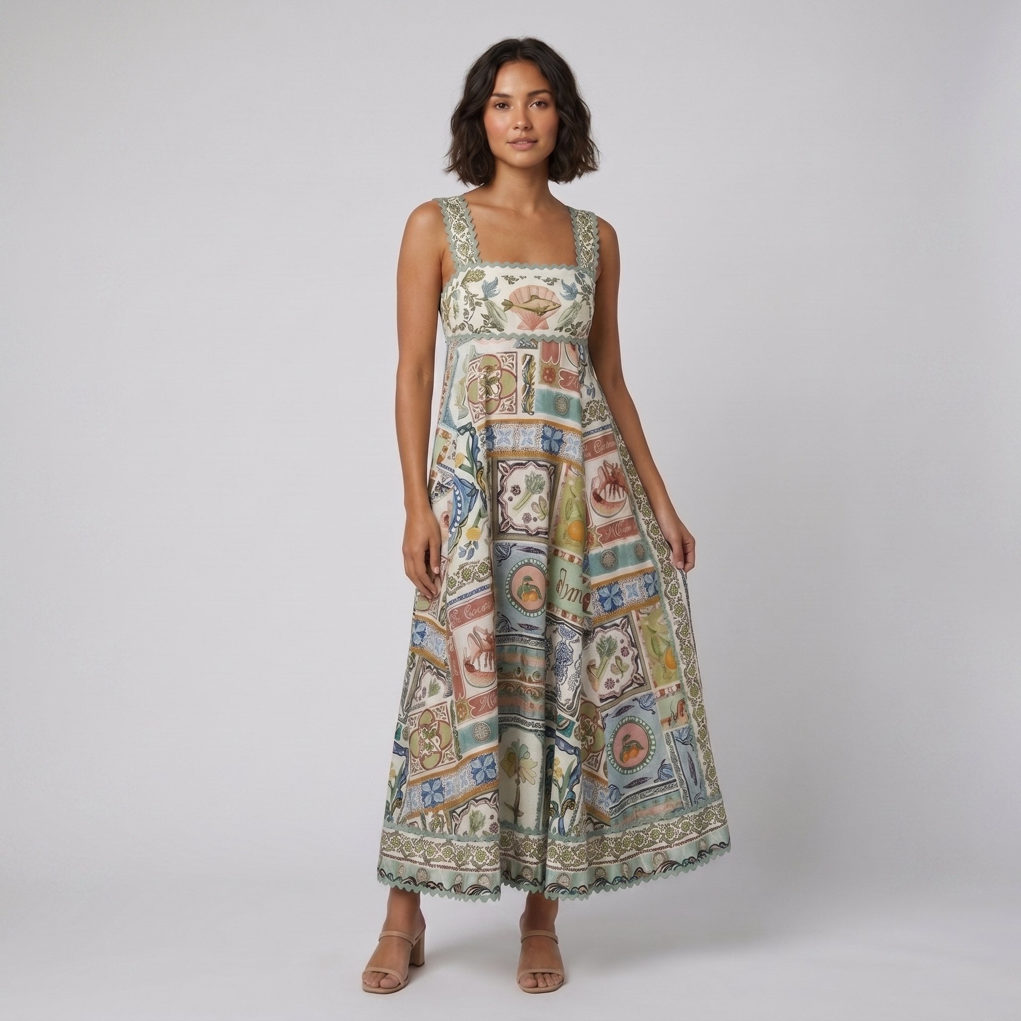 Sela | Womens Dress | Linen Blend, Unique Print Summer Maxi
