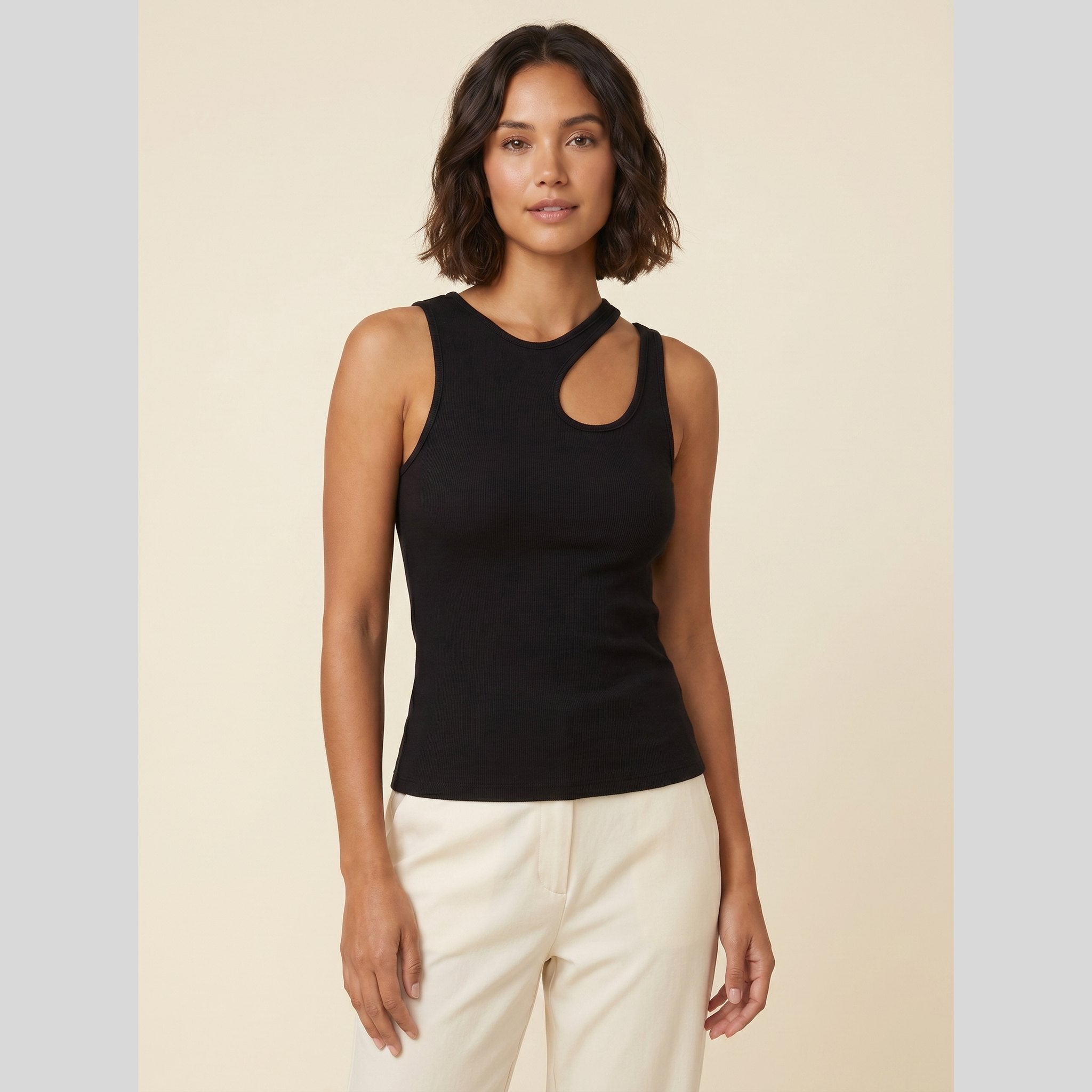Sema | Cutout Tank Top Semi-Sheer, Slim Fit