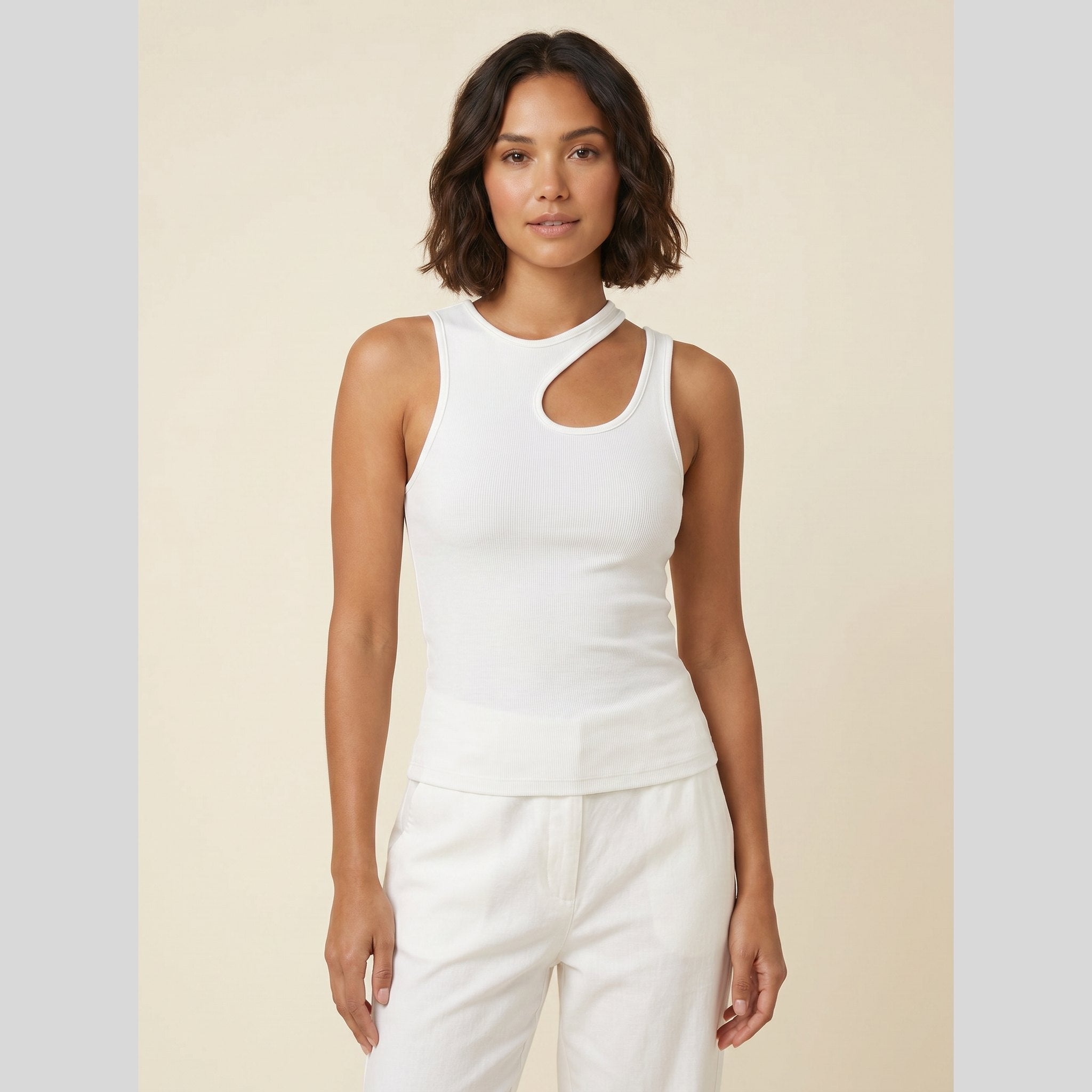 Sema | Cutout Tank Top Semi-Sheer, Slim Fit