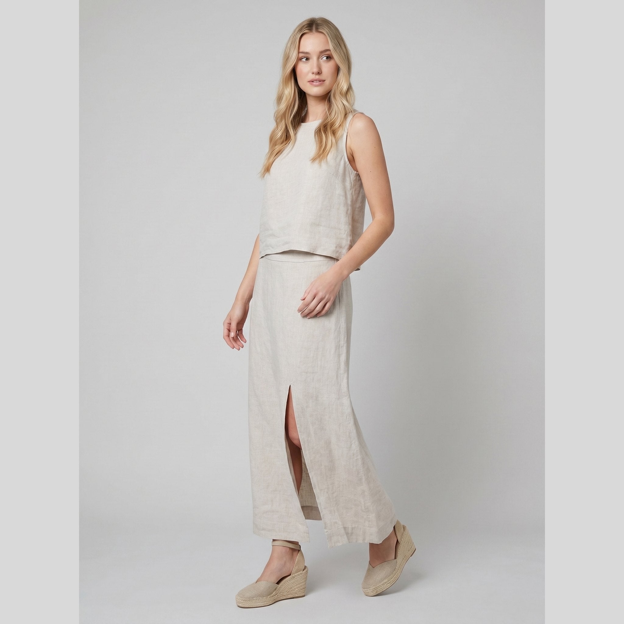 Senti | Maxi Skirt Linen, Flowing Long Skirt for Women