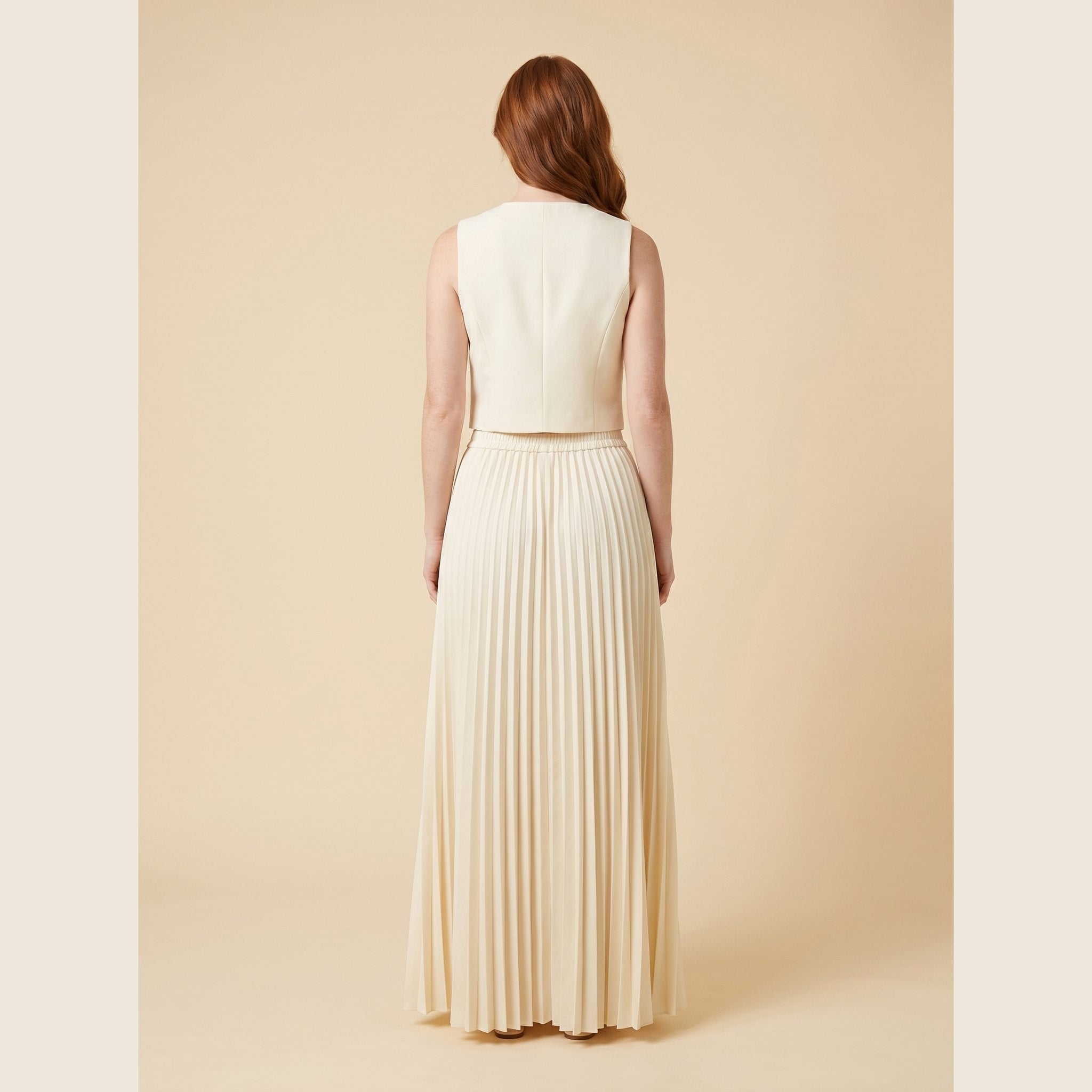 Sera | Matching Set Sleeveless Cropped Top & Pleated Maxi Skirt for Women