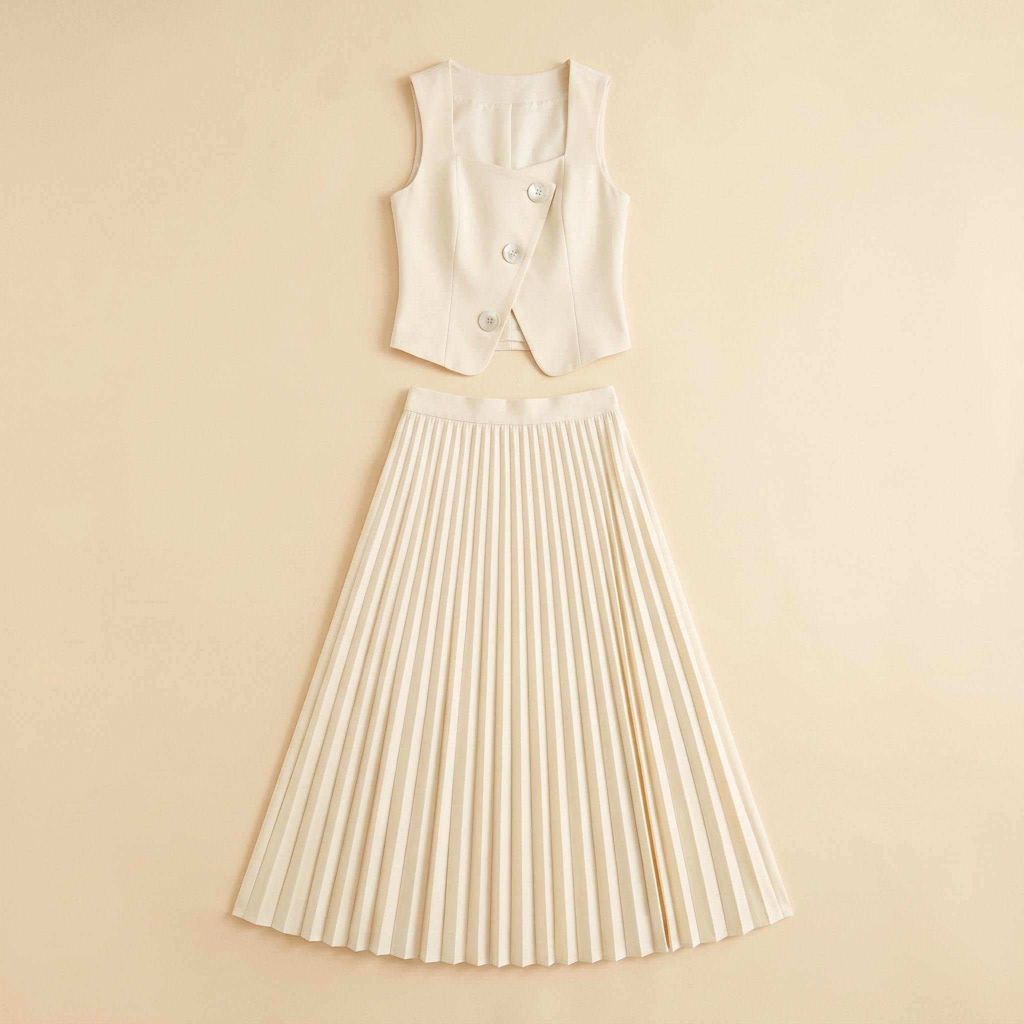 Sera | Matching Set Sleeveless Cropped Top & Pleated Maxi Skirt for Women