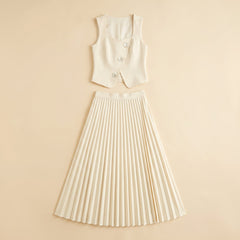 Sera | Matching Set Sleeveless Cropped Top & Pleated Maxi Skirt for Women
