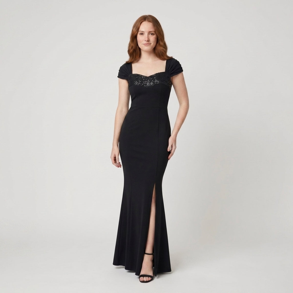 Sera | Mermaid Maxi Dress Sequin Trim, Sweetheart Neckline, Formal Wedding Guest Dress