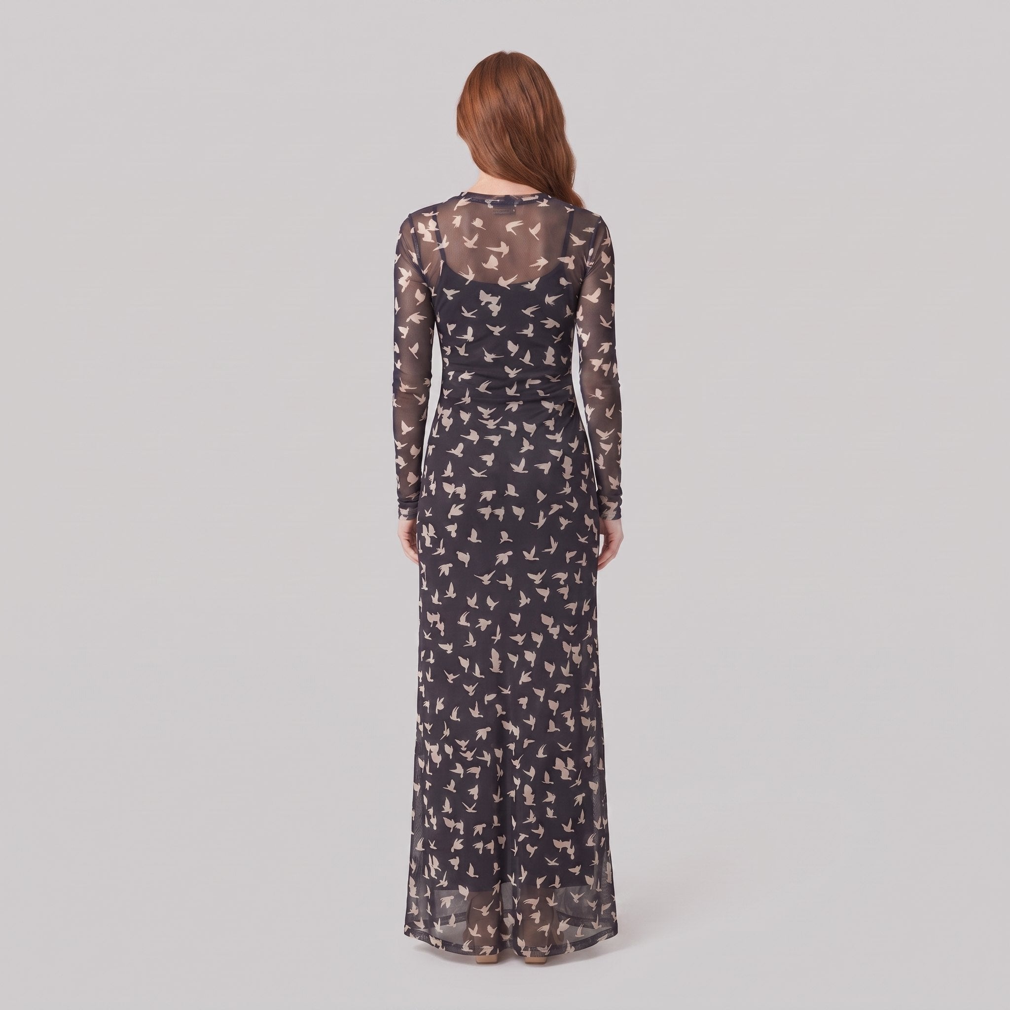Sienna Women's Dress | Lightweight Black Mesh, Long Sleeve