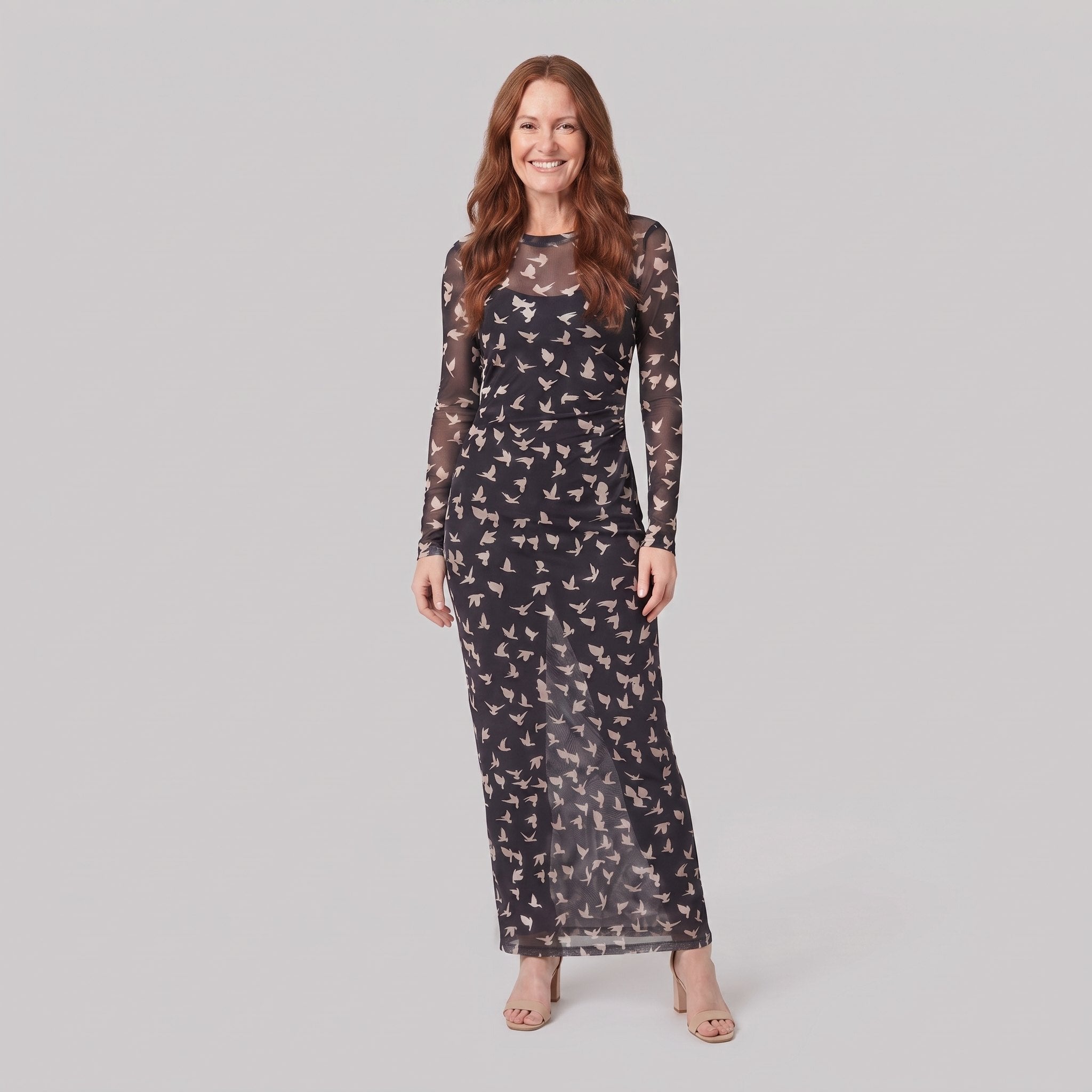 Sienna Women's Dress | Lightweight Black Mesh, Long Sleeve