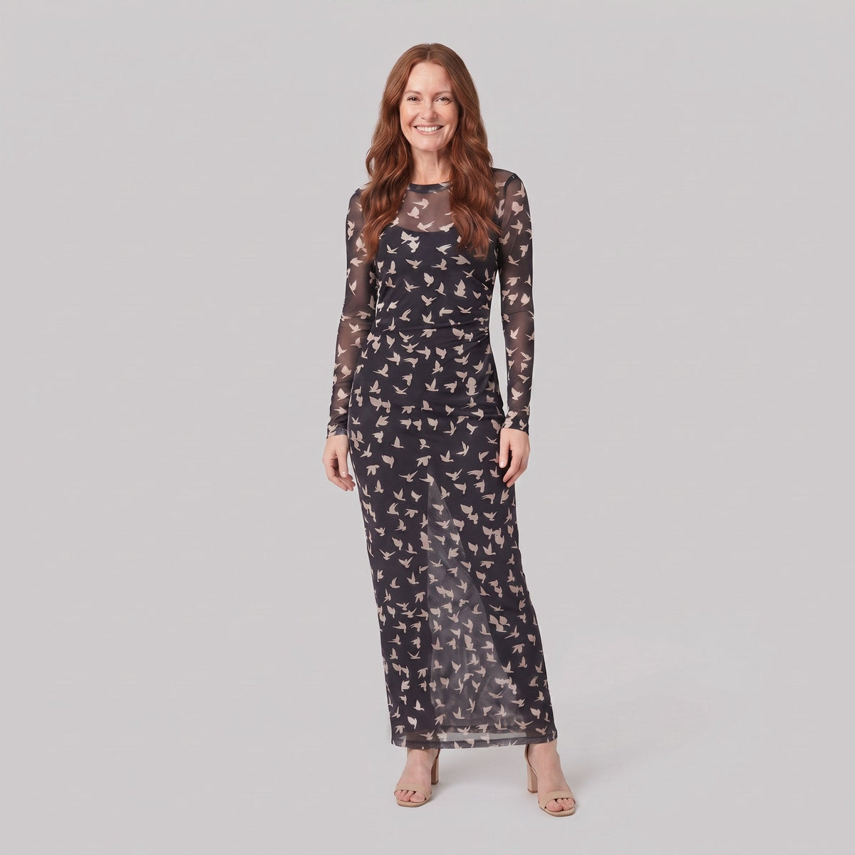 Sienna Women's Dress | Lightweight Black Mesh, Long Sleeve