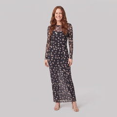 Sienna Women's Dress | Lightweight Black Mesh, Long Sleeve
