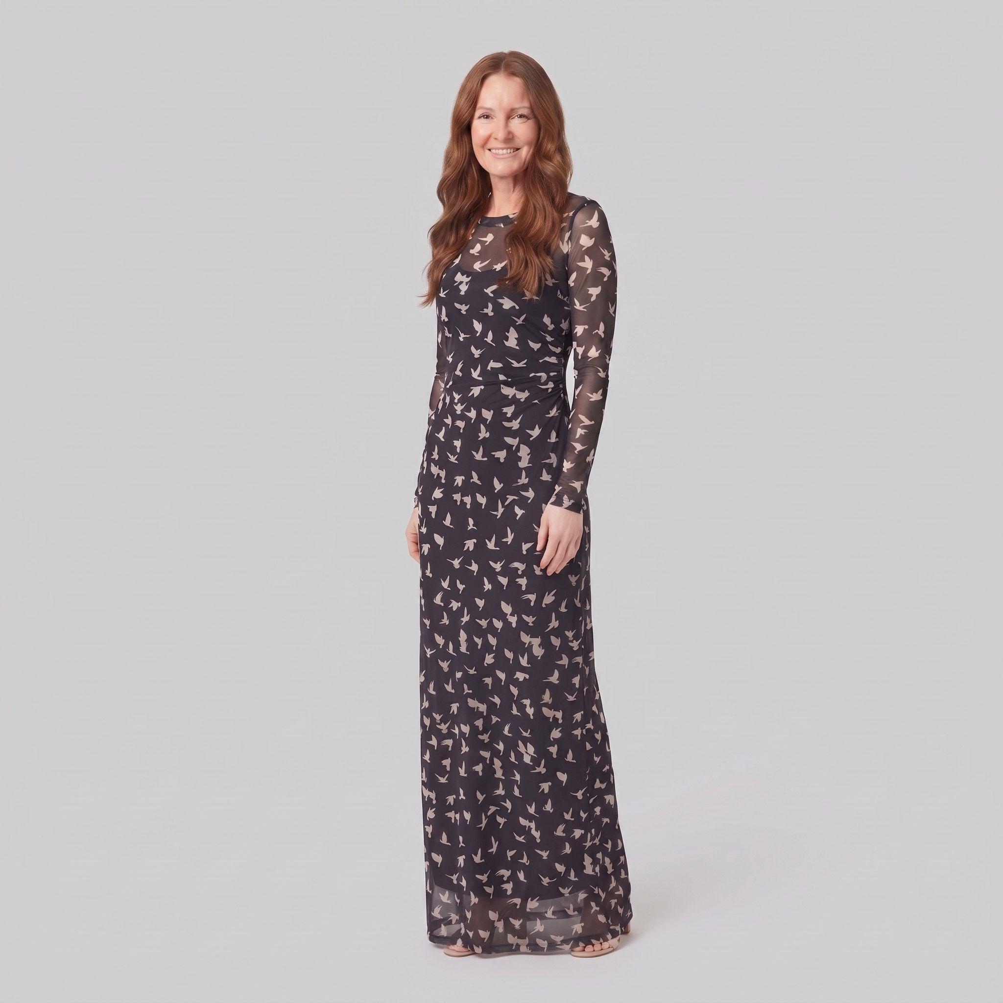 Sienna Women's Dress | Lightweight Black Mesh, Long Sleeve