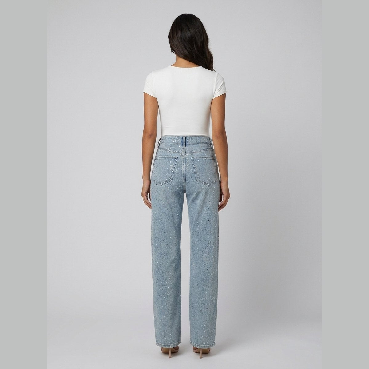 Sierra | Women's Jeans High Waist, Straight Leg, Glittering Fabric