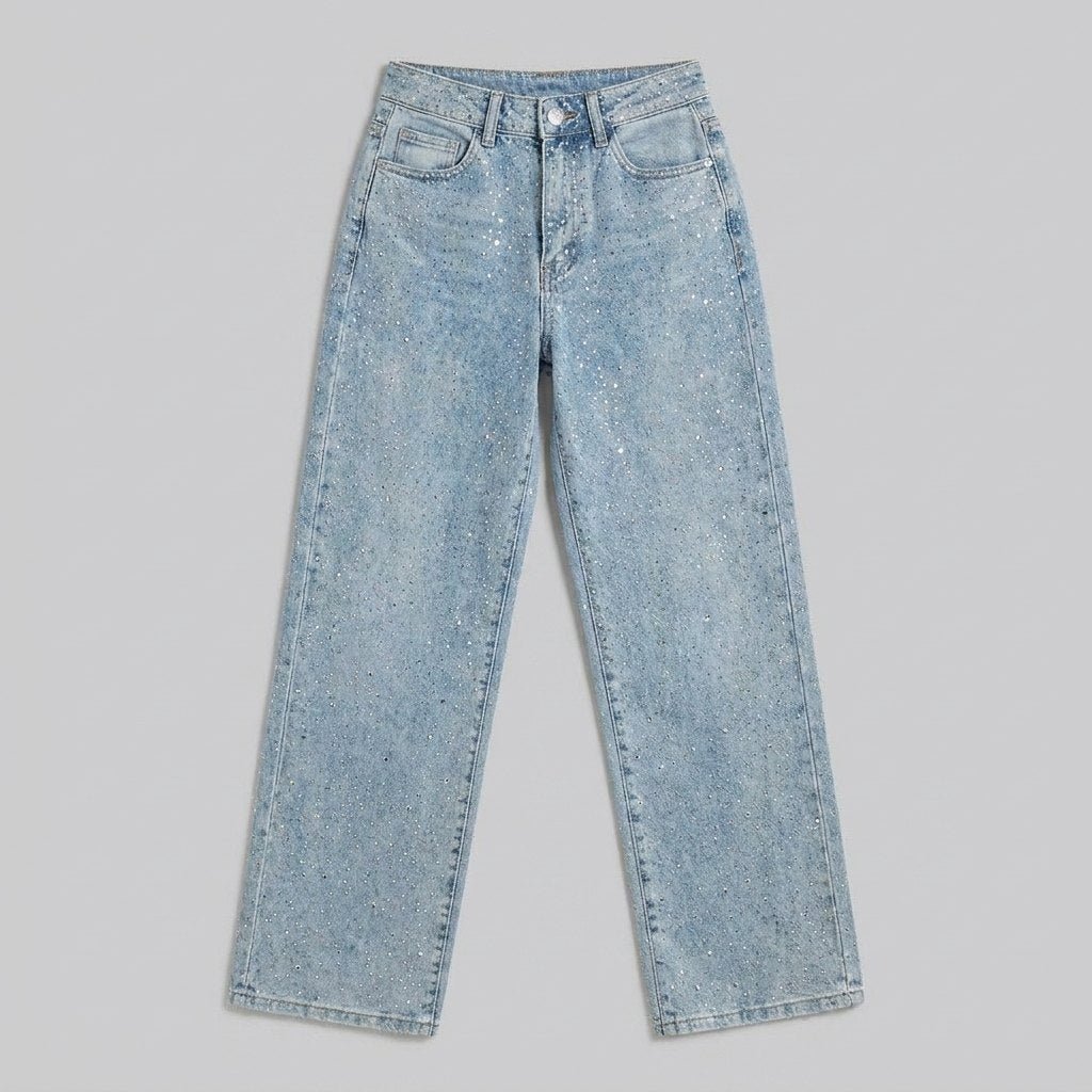 Sierra | Women's Jeans High Waist, Straight Leg, Glittering Fabric