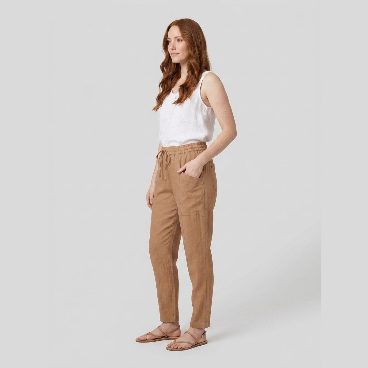 Sierra Linen Pants | Relaxed Fit, Lightweight, Elastic Waist, Tapered Leg
