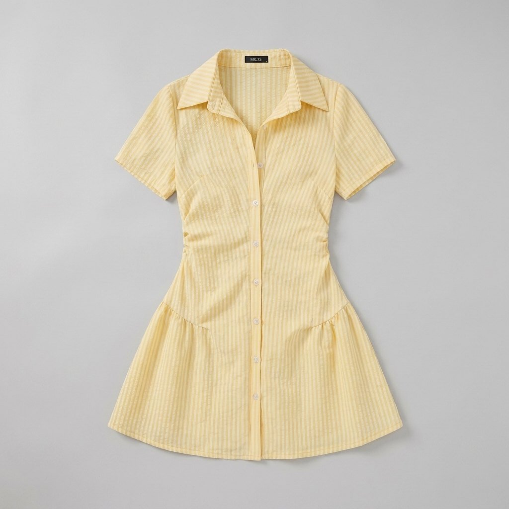 Sierra | Womens Dress Striped Mini, V-Neck, Short Sleeve
