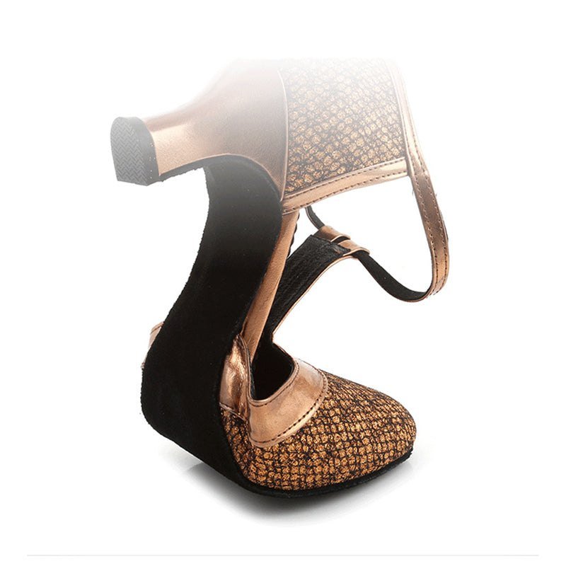 Slee | Luxe T-Strap Dance Heels Leatherette, Suede-Touch Outsole, 3.5cm & 5.5cm Heights